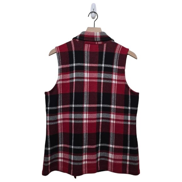 Chaps Red Plaid Cotton Moto Gorpcore Vest Sz M - Picture 4 of 8